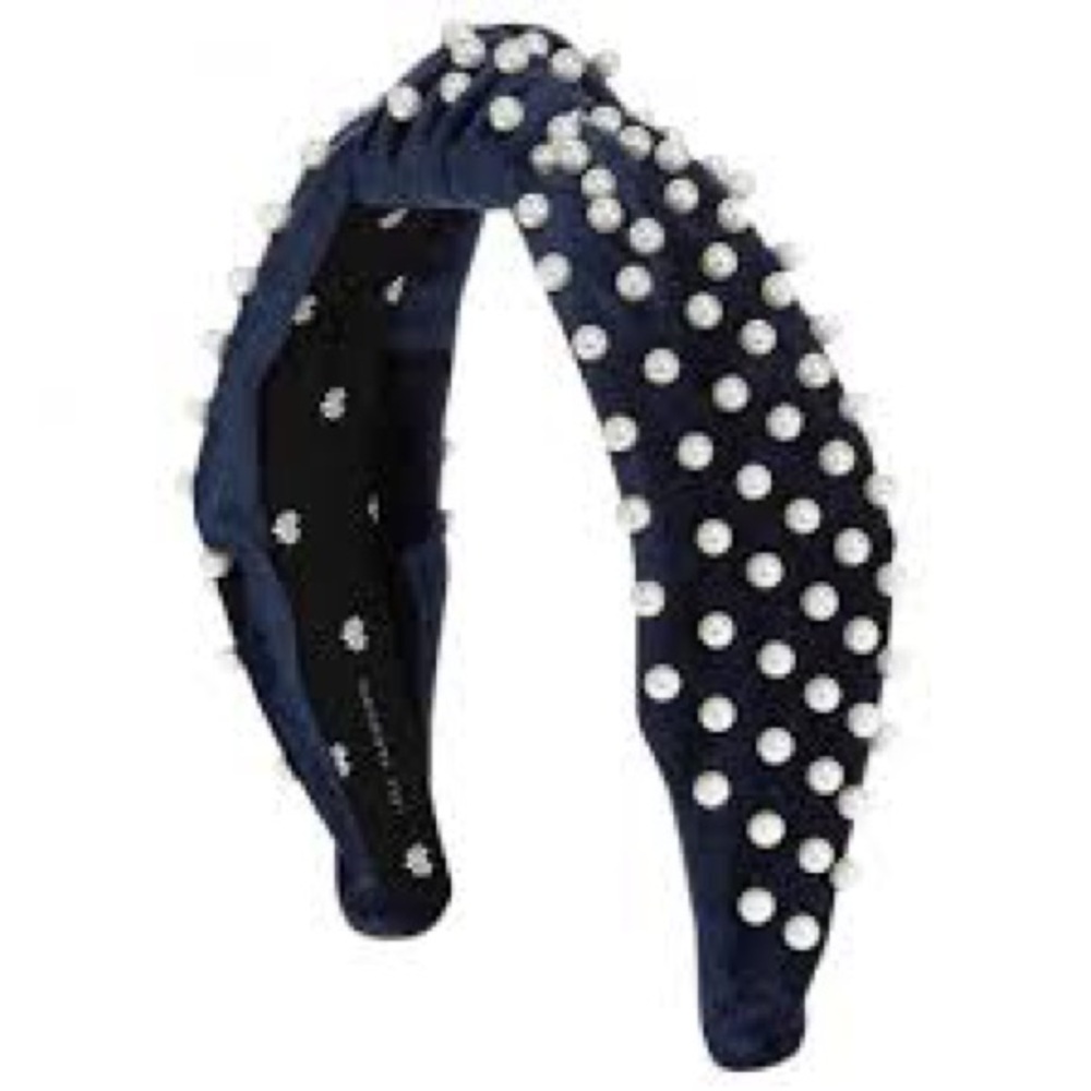 Lele Sadoughi Denim Headband with Pearls
